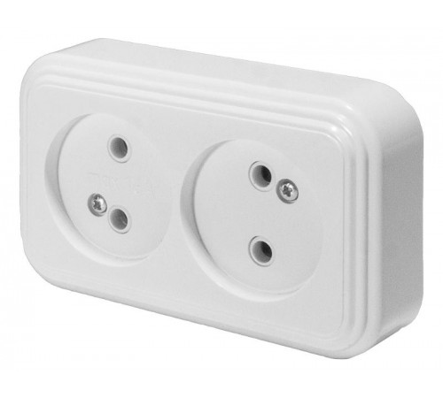 Розетка 2-местная без заземляющего контакта, 250В, 16А, IP20, PST16-30-20 (RA 16-237-Б), белый  39693  STEKKER