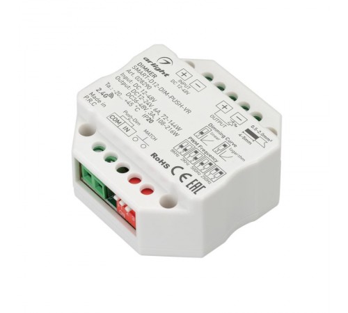 Диммер SMART-D12-DIM-PUSH-VR (12-48V, 1x6A, 2.4G) (Arlight, IP20 Пластик, 5 лет)  028290  Arlight