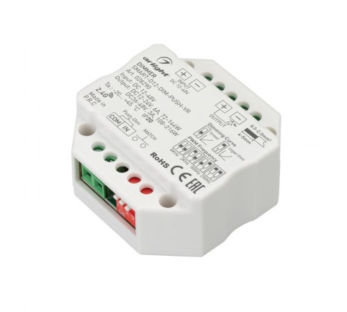 Диммер SMART-D12-DIM-PUSH-VR (12-48V, 1x6A, 2.4G) (Arlight, IP20 Пластик, 5 лет)  028290  Arlight