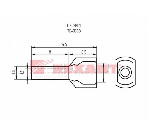Наконечник штыревой втулочный изолированный F-8 мм 2х0.5 мм (НШВи(2) 0.5-8/Ги2 0,5-8) белый  08-2801  REXANT