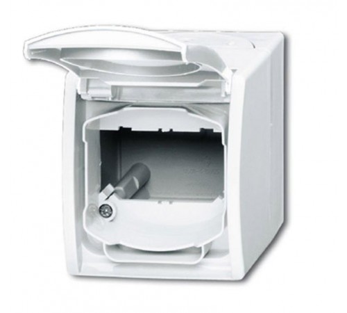 Корпус IP44 для коммуникационных разъёмов и суппортов DCS, с полем для надписи, серия ocean, цвет альп. белый  1724-0-4264   2CKA001724A4264  ABB