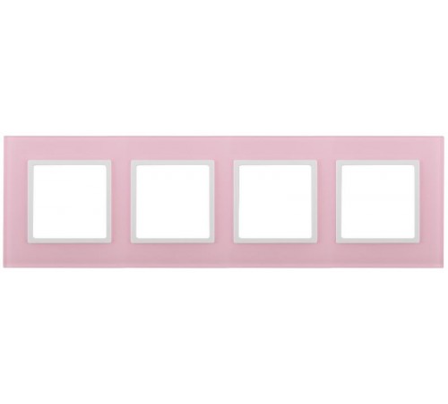14-5104-30 Рамка на 4 поста, стекло, Эра Elegance, розовый+бел  Б0034538  ЭРА