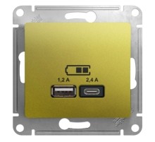Glossa Фисташковый USB Розетка A+С, 5В/2,4А, 2х5В/1,2 А, механизм  GSL001039  SE