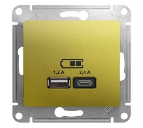 Glossa Фисташковый USB Розетка A+С, 5В/2,4А, 2х5В/1,2 А, механизм  GSL001039  SE