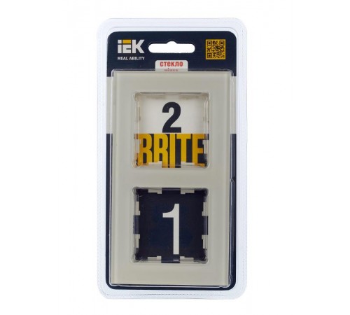 BRITE Рамка 2-ая РУ-2-2-БрВа стекло ванильный  BR-M22-G-K10  IEK