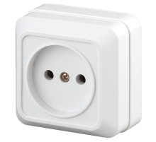 Розетка Intro Quadro 2-201-01 без заземления 2P, 16А-250В, IP20, ОУ, белый  Б0053774  Intro