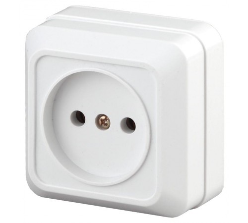 Розетка Intro Quadro 2-201-01 без заземления 2P, 16А-250В, IP20, ОУ, белый  Б0053774  Intro