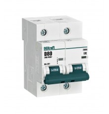 Выключатель автоматический двухполюсный ВА-201 80А D 10кА  13017DEK  DEKraft
