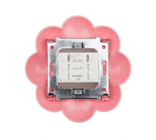 Выключатель одноклавишный HAPPY Цветок скрытой установки, белый/розовый  KR-78-0623  Kranz