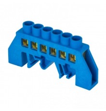 Шина "0" N (6x9мм) 6 отв. латунь синий нейл. корп. комбинир. розн. стикер  sn0-63-06-dn-r  EKF