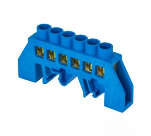 Шина "0" N (6x9мм) 6 отв. латунь синий нейл. корп. комбинир. розн. стикер  sn0-63-06-dn-r  EKF