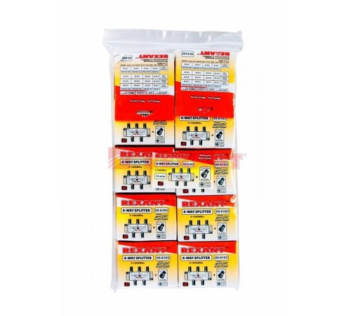 ДЕЛИТЕЛЬ  ТВ  x 4 + 5шт. F "BOX"  5-1000 МГц  "Silver"   05-6103  REXANT