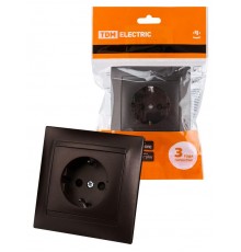 Розетка 2П+З 16А 250В с защ. шт. шоколад "Лама"  SQ1815-0511  TDM