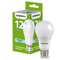 Лампа светодиодная A60 груша 12Вт 230В 6500К E27   LL-A60-12-230-65-E27-G  GENERICA