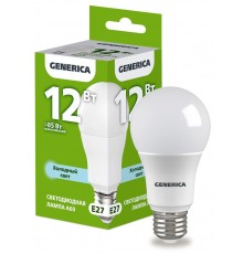 Лампа светодиодная A60 груша 12Вт 230В 6500К E27   LL-A60-12-230-65-E27-G  GENERICA
