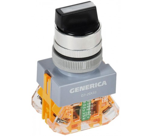 Переключатель D7-20X33 3 положения 1з+1р с самовозвратом черный  BSW50-20X33-3-22-3-K02-G  GENERICA