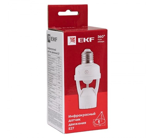 Датчик движения ИК  E27 60Вт 360гр. до 7м IP20 EKF PROxima   dd-ms-E27   EKF