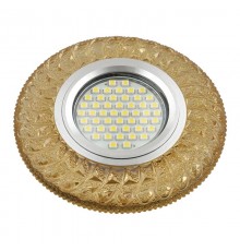 Светильник декор.встр Luciole DLS-L144 GU5.3 GLASSY/GOLD GU5.3 доп.LED подсветка 3Вт, стекл,зерк./светло-желтый.  UL-00003888  Fametto