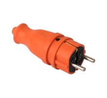 Вилка оранжевая каучуковая прямая 230В 2P+PE 16A IP44 EKF PRO   RPS-011-16-230-44-ro   EKF