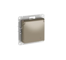 AtlasDesign Шампань Розетка с заземлением со шторками с крышкой,16А,IP20,механизм, быстрозажимные клеммы  ATN000546S  SE