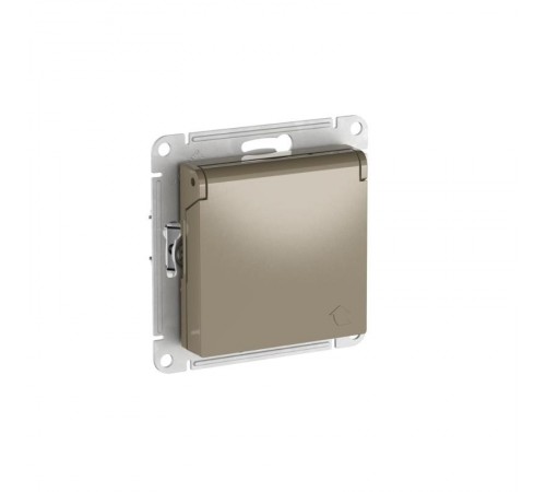 AtlasDesign Шампань Розетка с заземлением со шторками с крышкой,16А,IP20,механизм, быстрозажимные клеммы  ATN000546S  SE