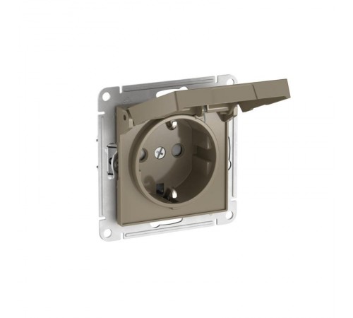 AtlasDesign Шампань Розетка с заземлением со шторками с крышкой,16А,IP20,механизм, быстрозажимные клеммы  ATN000546S  SE