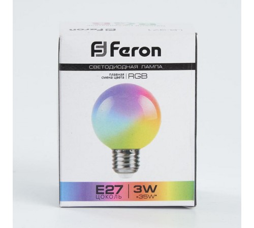 Лампа светодиодная LB-371 (3W) 230V E27 RGB для белт лайта G60 матовый плавная сменая цвета  38115  Feron