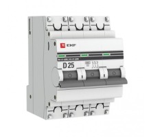 Выключатель автоматический трехполюсный 3P 25А (D) 6кА ВА 47-63M без теплового расцепителя EKF PROxima  mcb4763m-6-3-25D-pro  EKF (замена - M63MA632