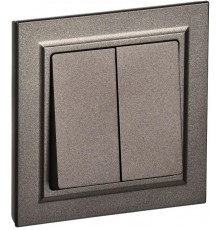 BRITE Выключатель 2-клавишный 10А в сборе ВСР10-2-0-БрТБ темная бронза  BR-V20-0-10-K45-F  IEK