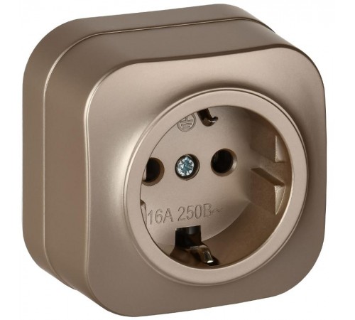 GLORY Розетка с з/к без з/ш о/у 16А РС20-3-ХШм шампань матовый  ERH11-K37M-16  IEK