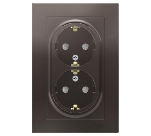 AtlasDesign Мокко Розетка 2-ая с заземлением, со шторками, 16А, (в сборе с рамкой)  ATN000626  SE