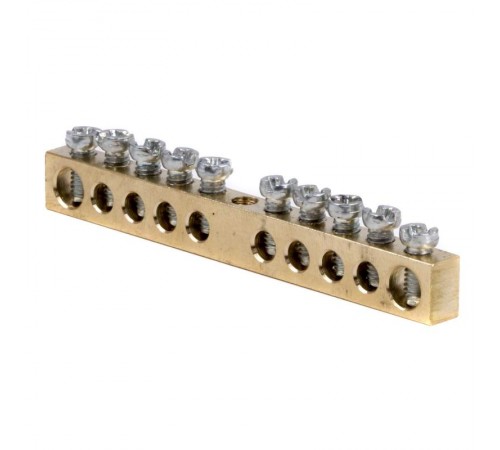 Шина латунная на 10 отв(2х6мм, 8х4мм)  F10AB011  DKC