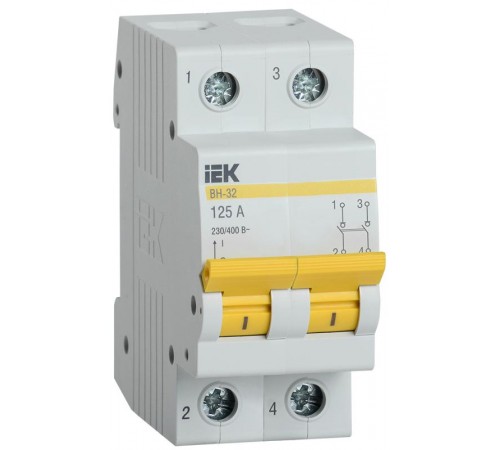 Выключатель нагрузки модульный (мини-рубильник) ВН-32 2Р 125А  MNV10-2-125  IEK
