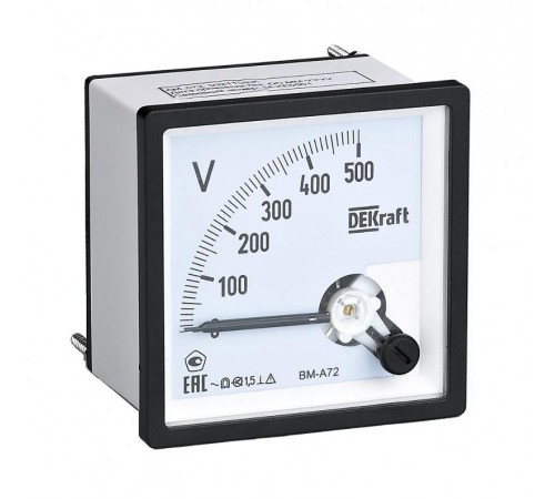 Вольтметр аналоговый шкала 600В AC 72х72мм КТ 1,5  50244DEK  DEKraft