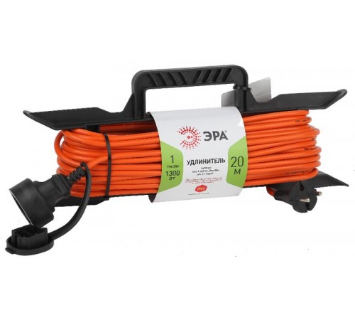 Удлинитель силовой ЭРА UFx-1-2x0.75-20m-IP44 на рамке б/з 1 гн 20м ПВС 2x0.75  Б0046821  ЭРА