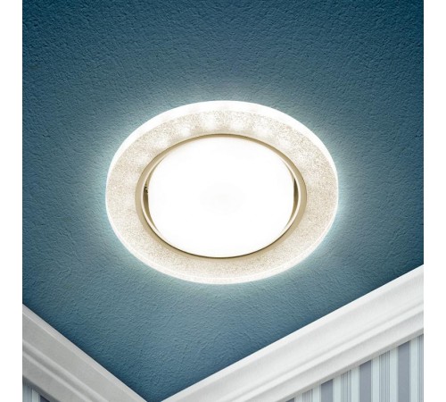 Cветильник встраиваемый со светодиодной подсветкой DK LD51 CH/SHSL GX53 хром серебро  Б0057466  ЭРА