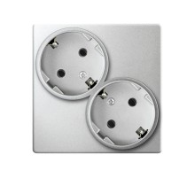Розетка двойная с заземлением Schuko 2х2Р+Е 16A 250В цвета алюминий S24 Harmonie  2450459-033  Simon