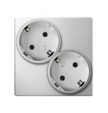 Розетка двойная с заземлением Schuko 2х2Р+Е 16A 250В цвета алюминий S24 Harmonie  2450459-033  Simon