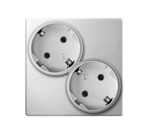 Розетка двойная с заземлением Schuko 2х2Р+Е 16A 250В цвета алюминий S24 Harmonie  2450459-033  Simon