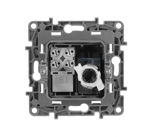 Etika Антрацит Розетка телефонная + компьютерная (RJ11+RJ45) 5 кат. UTP  672652  Legrand