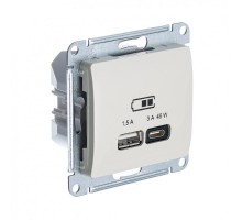 Glossa Молочный USB Розетка A + тип-C 45W высокоскор.заряд. QC PD  GSL000929  SE