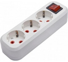 PST16-311-20 Колодка для удлинителя 3-местная с/з, с выключателем, 250В, 16A, белый  39014  STEKKER