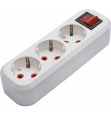 PST16-311-20 Колодка для удлинителя 3-местная с/з, с выключателем, 250В, 16A, белый  39014  STEKKER