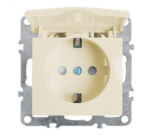 PST16-9112-02 Розетка 1-местная с/з с крышкой (механизм), 250В,16А, серия Эрна, слоновая кость  39330  STEKKER