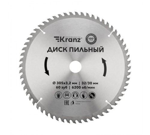 Диск пильный 305 мм х 60 зуб х 32/30 мм  KR-92-0135  Kranz