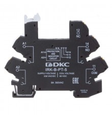 Колодка ультратонкая для реле серии RIS, вх. напр. 230V AC/DC, push-in клеммы  IRK-B-PT-5  DKC