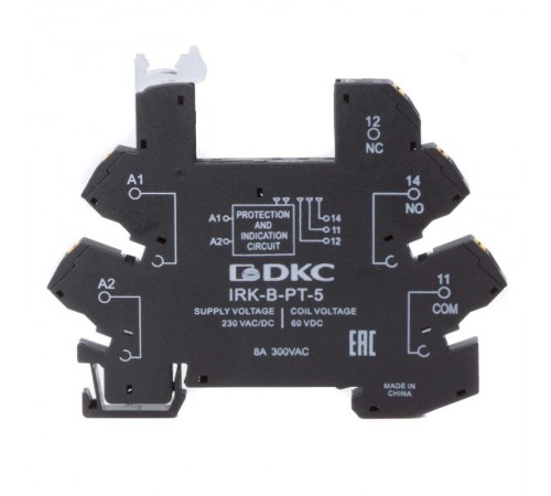 Колодка ультратонкая для реле серии RIS, вх. напр. 230V AC/DC, push-in клеммы  IRK-B-PT-5  DKC
