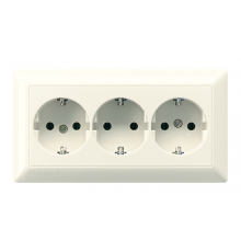 Штепсельная розетка SCHUKO 16A 250V~ тройная, полная плата; слоновая кость  AS523  Jung