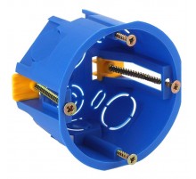 Коробка установочная приборная 68х45мм для полых стен с саморезами с пластик лапками (синяя) IP30  Б0037430  ЭРА