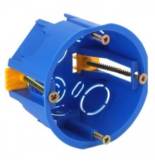 Коробка установочная приборная 68х45мм для полых стен с саморезами с пластик лапками (синяя) IP30  Б0037430  ЭРА